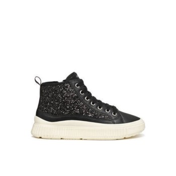GEOX LAQUINNY ΠΑΙΔΙΚΑ SNEAKERS HIGH ΑΝΑΤΟΜΙΚΑ ΜΑΥΡΑ  J56M3G0EWBCC9999 
